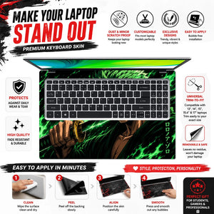 Zoro Green Flame Katana Laptop Skin - View 5