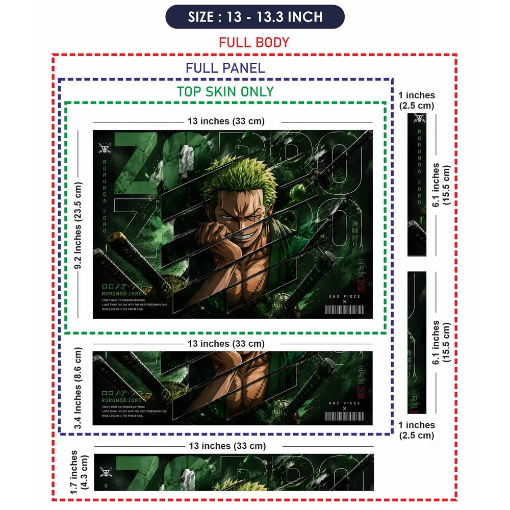 Zoro Grin Sword Slash Quote Laptop Skin - View 6
