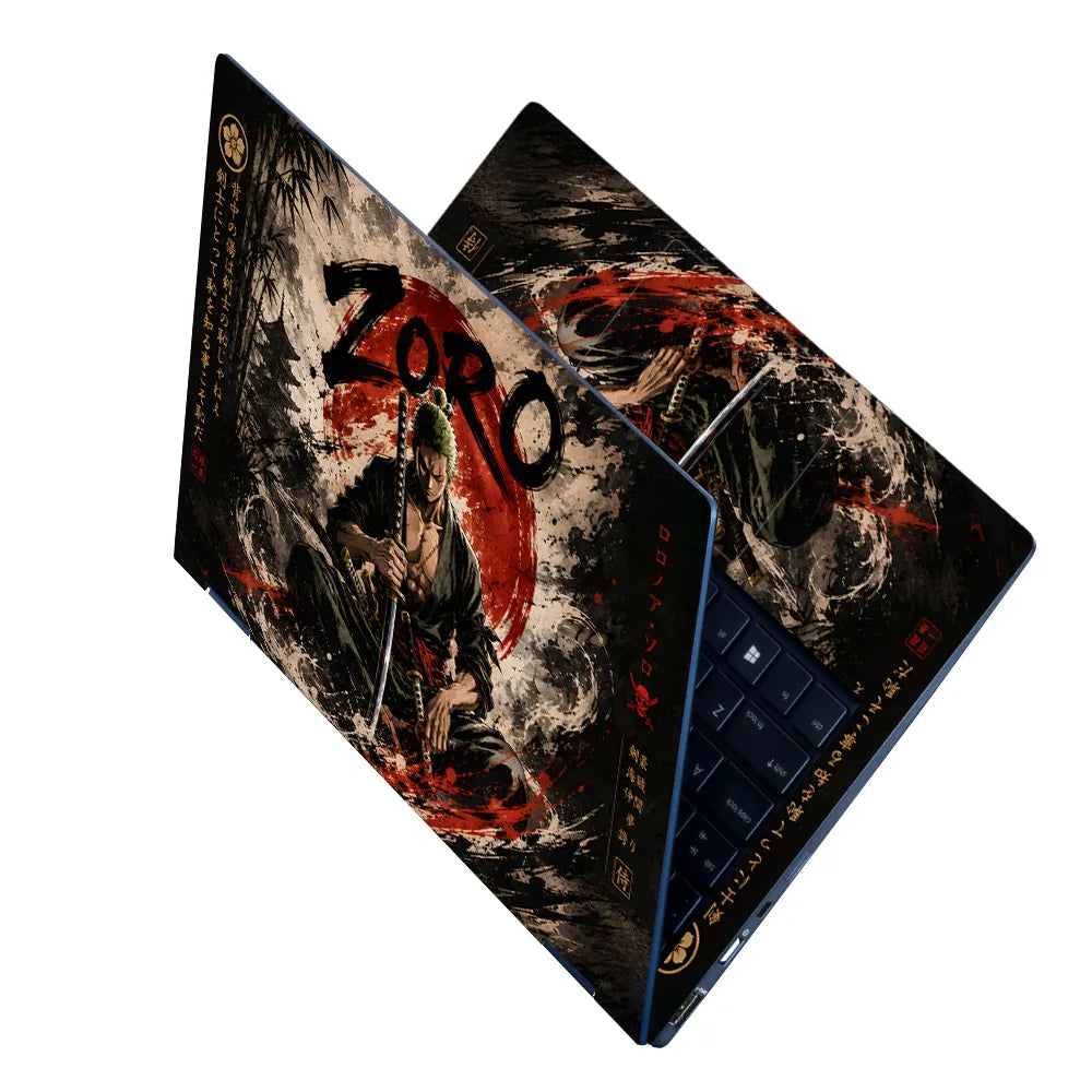 Zoro Ink Wash Red Sun Bamboo Laptop Skin - View 2