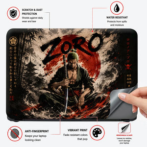 Zoro Ink Wash Red Sun Bamboo Laptop Skin - View 4