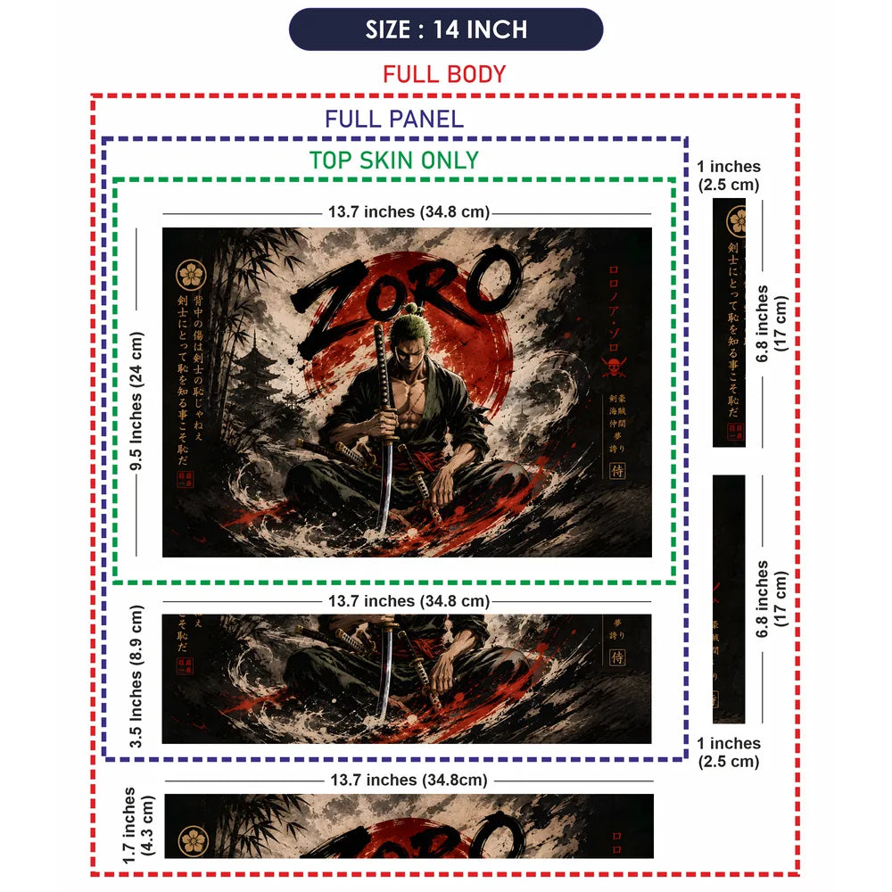 Zoro Ink Wash Red Sun Bamboo Laptop Skin - View 7