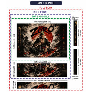 Zoro Ink Wash Red Sun Bamboo Laptop Skin - View 7