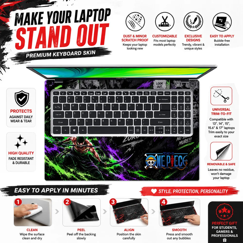 Zoro King Of Hell Manga Laptop Skin - View 5