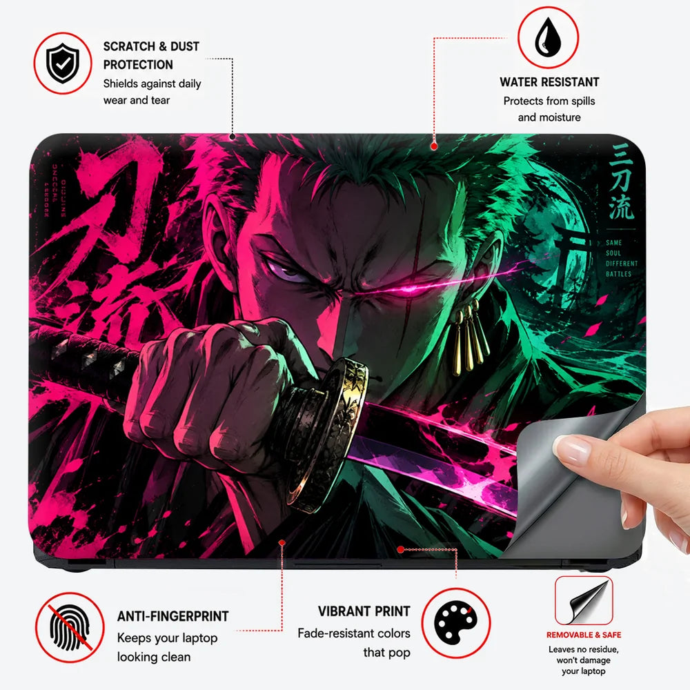 Zoro Magenta Neon Blade Laptop Skin - View 4