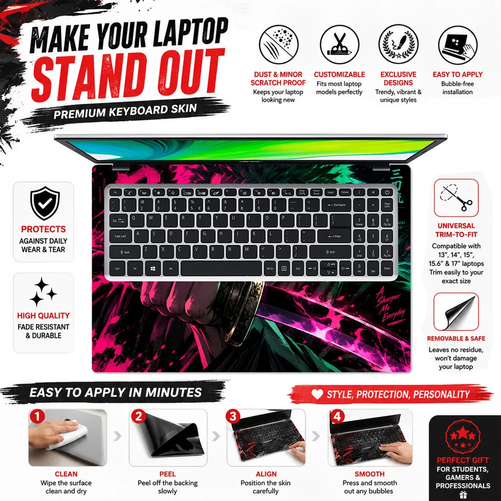 Zoro Magenta Neon Blade Laptop Skin - View 5