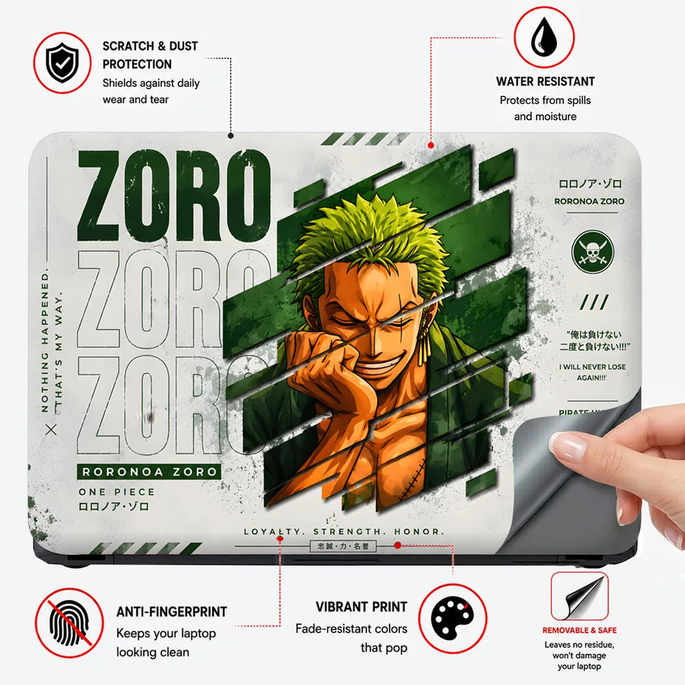 Zoro Nothing Happened Smirk Laptop Skin - View 4