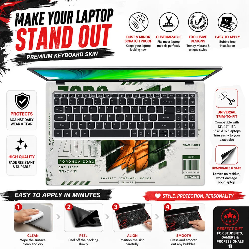 Zoro Nothing Happened Smirk Laptop Skin - View 5