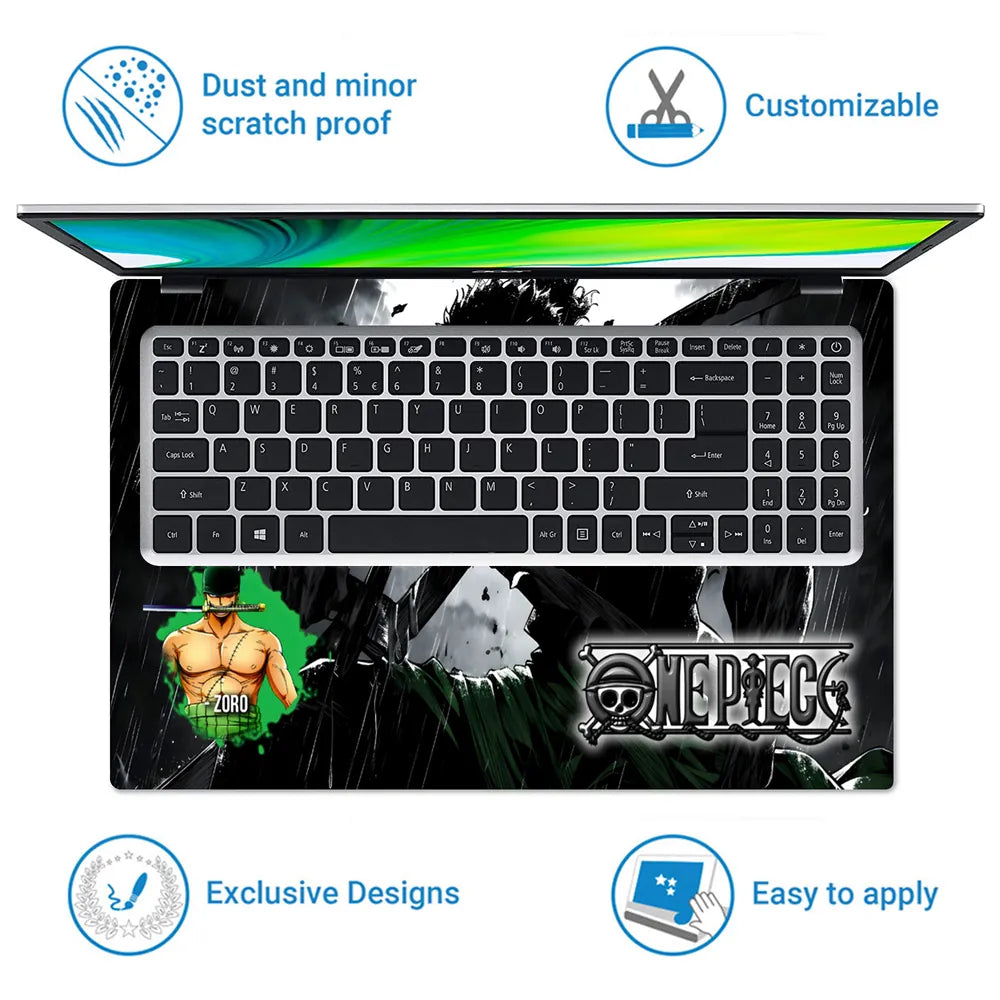 Zoro One Piece Black Laptop Skin - View 5