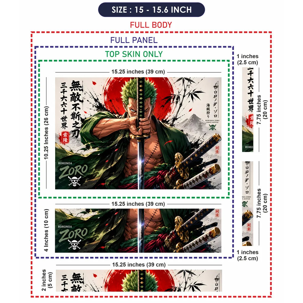 Zoro Red Sun Bamboo Swords Laptop Skin - View 8