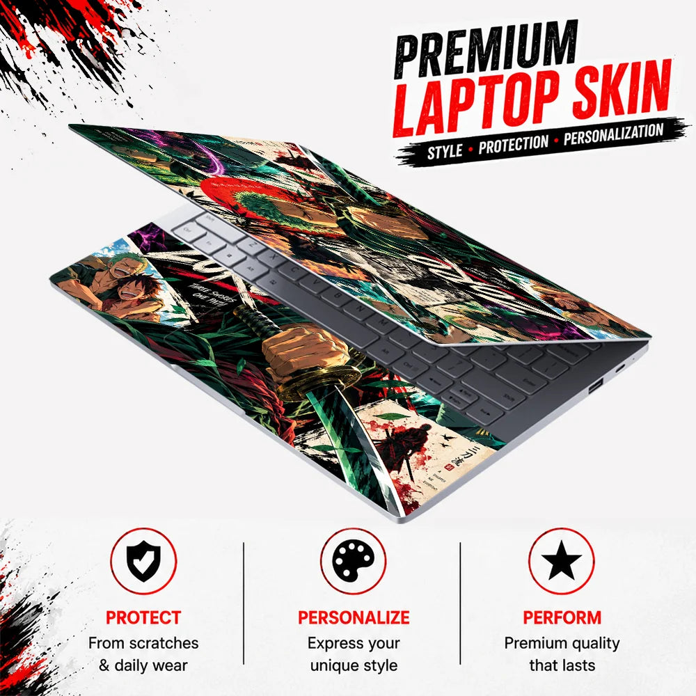 Zoro Red Sun Panel Collage Laptop Skin - View 3