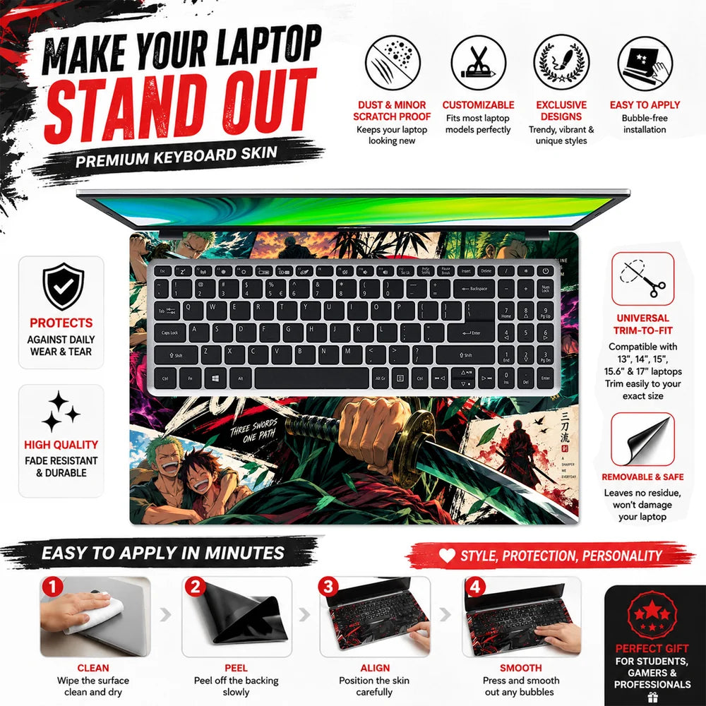Zoro Red Sun Panel Collage Laptop Skin - View 5