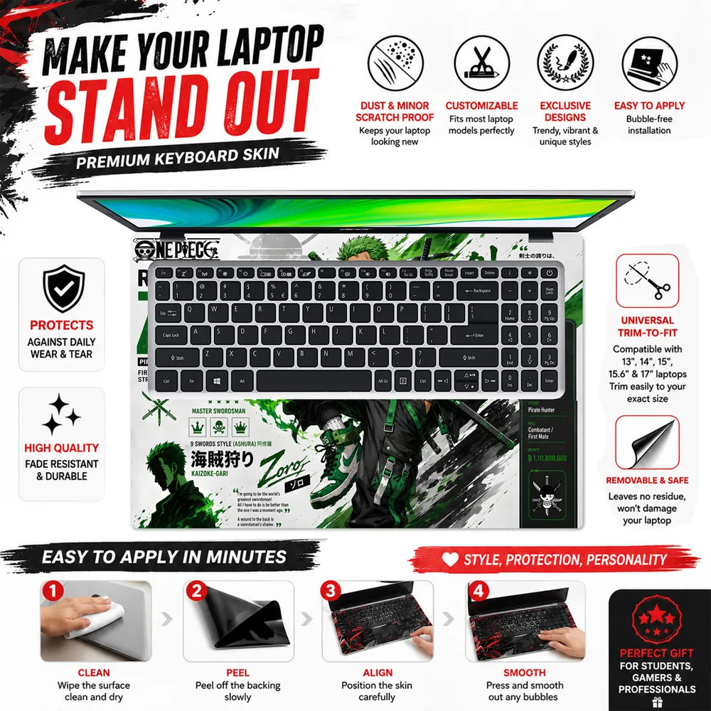 Zoro Streetwear Green Sneaker Laptop Skin - View 5
