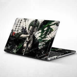 Zoro Sword Green Splash Kanji Laptop Skin - View 1