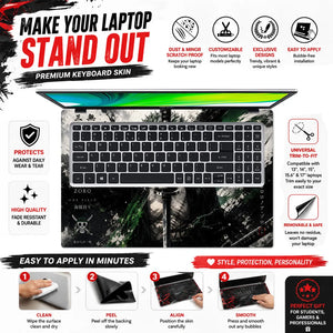 Zoro Sword Green Splash Kanji Laptop Skin - View 5