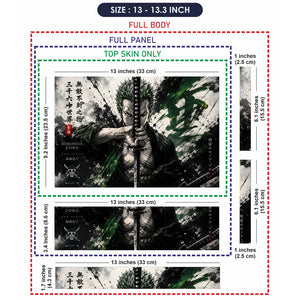 Zoro Sword Green Splash Kanji Laptop Skin - View 6