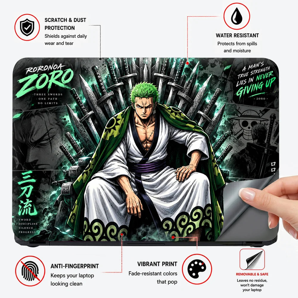 Zoro Sword Throne Green Laptop Skin - View 4