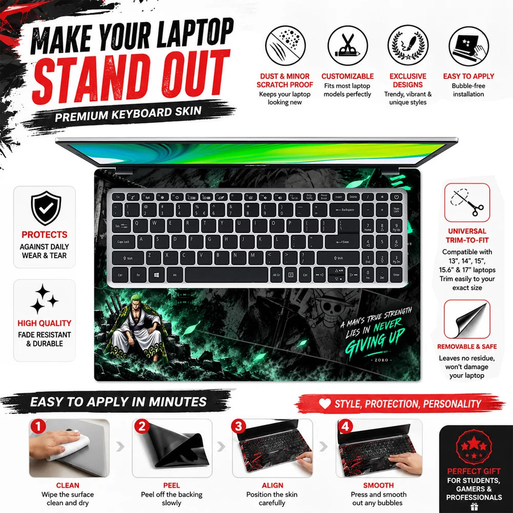Zoro Sword Throne Green Laptop Skin - View 5