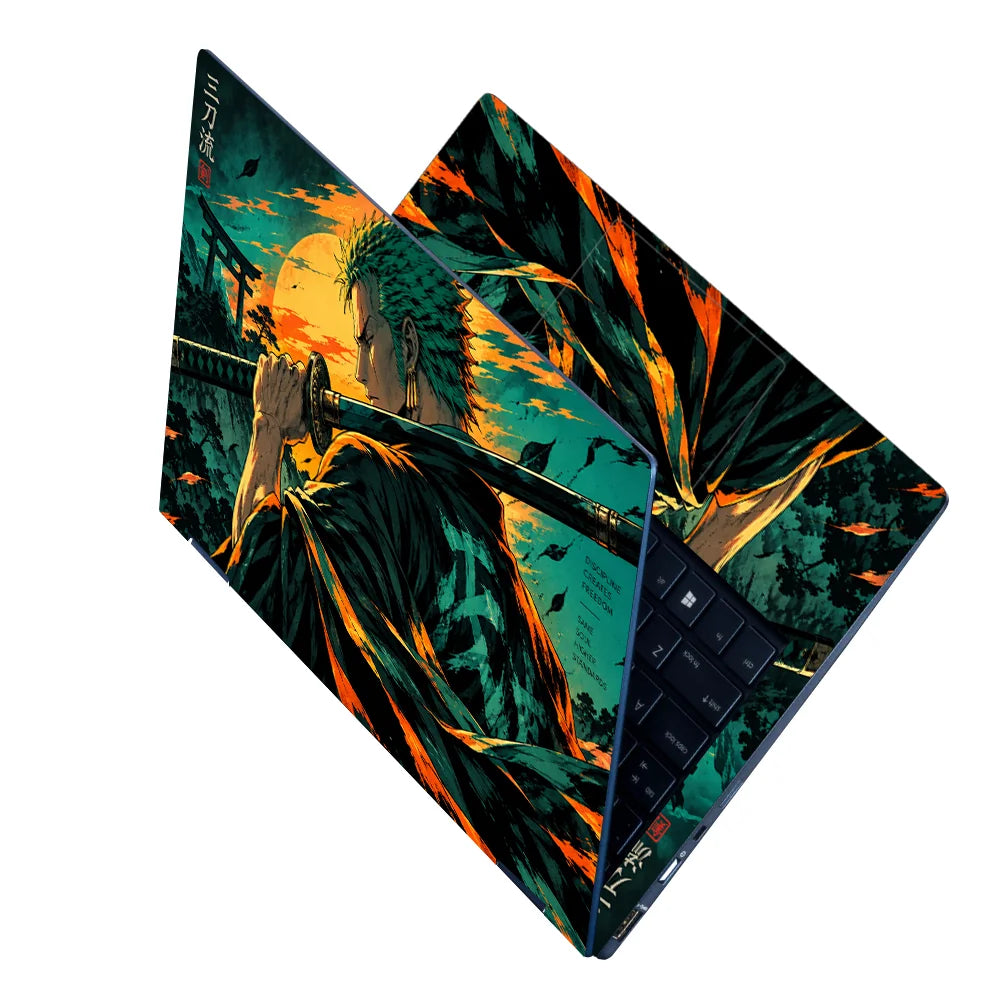 Zoro Teal Orange Sunset Draw Laptop Skin - View 2