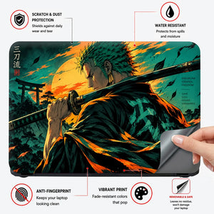 Zoro Teal Orange Sunset Draw Laptop Skin - View 4