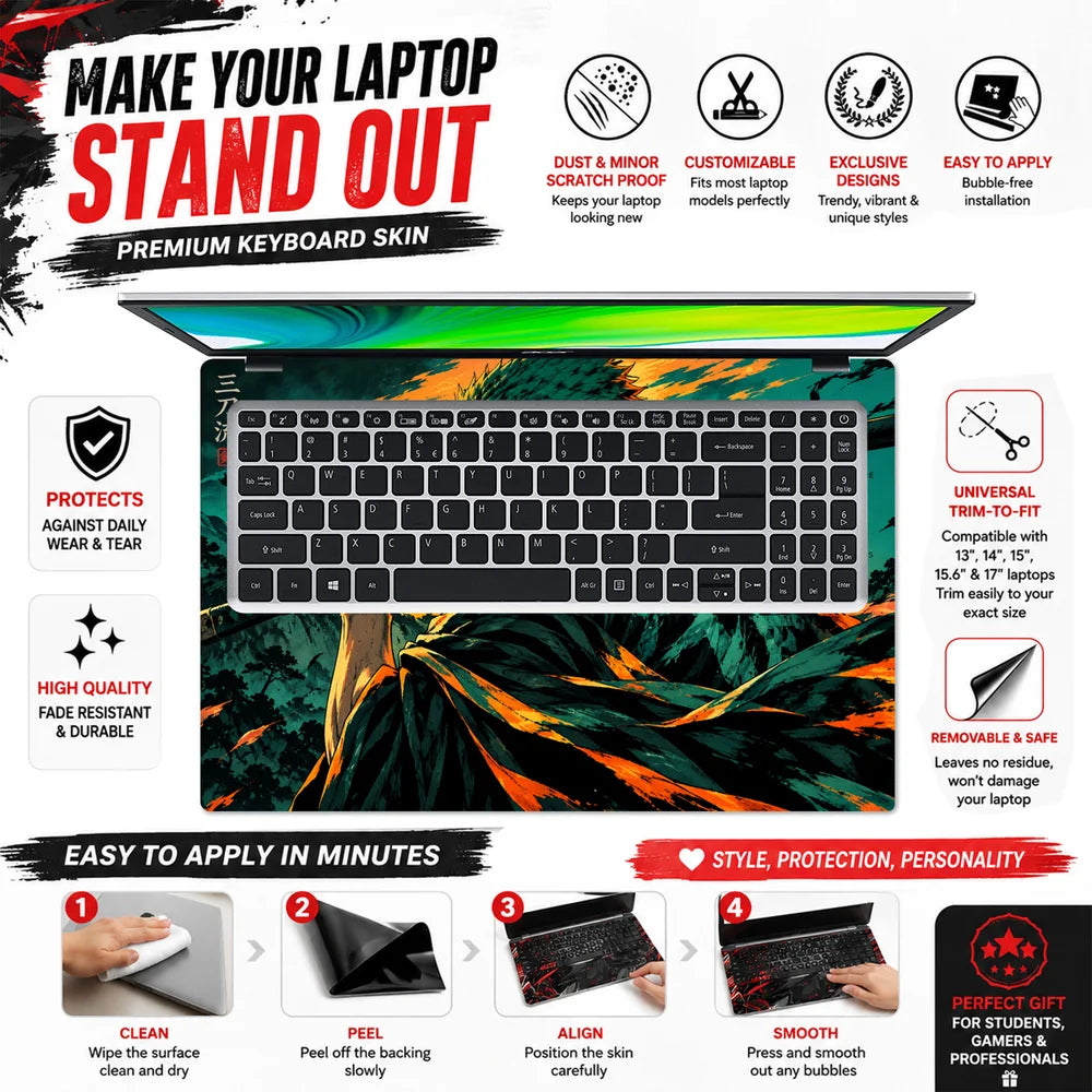 Zoro Teal Orange Sunset Draw Laptop Skin - View 5