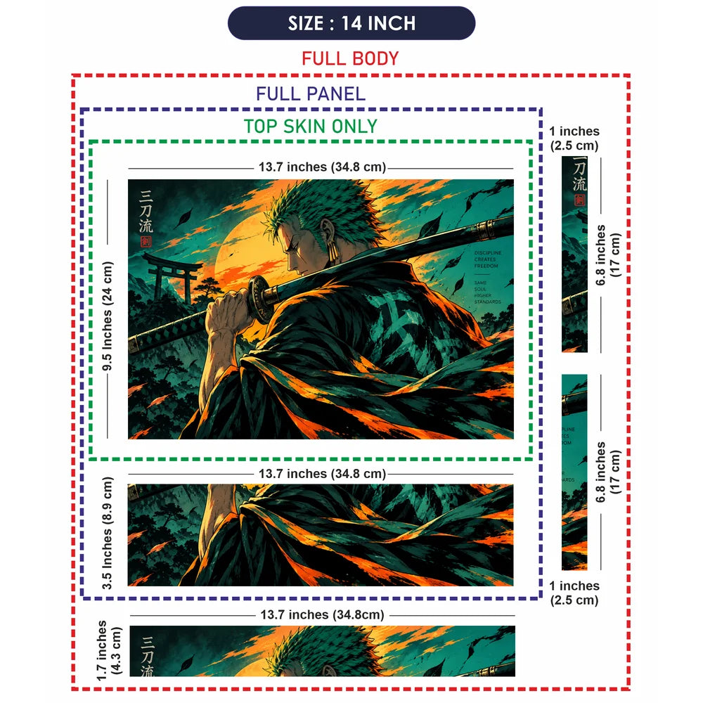 Zoro Teal Orange Sunset Draw Laptop Skin - View 7
