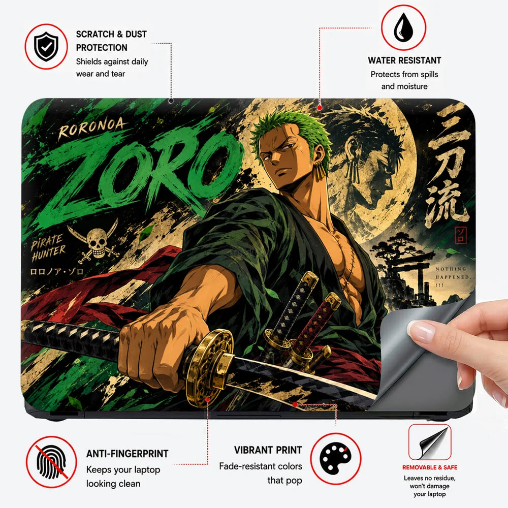 Zoro Three-Sword Inkstorm Laptop Skin - View 4