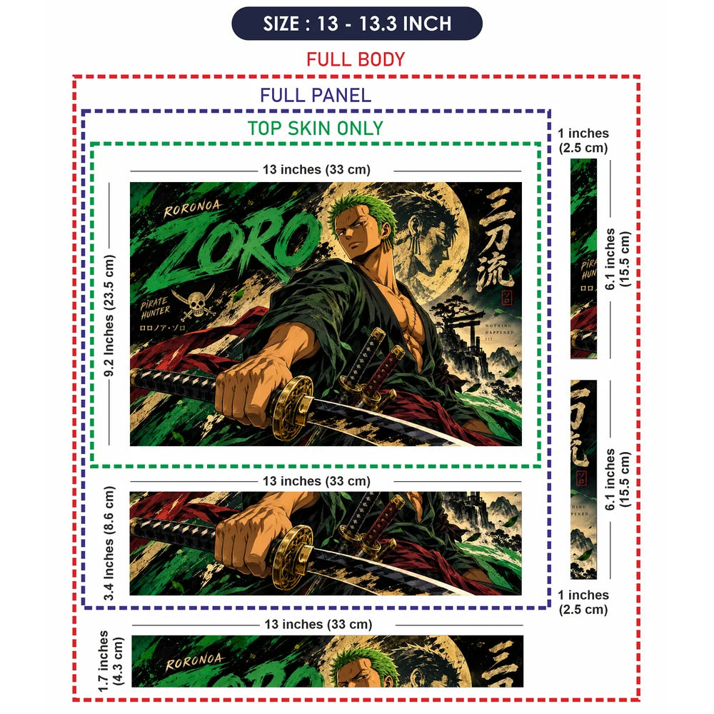 Zoro Three-Sword Inkstorm Laptop Skin - View 6