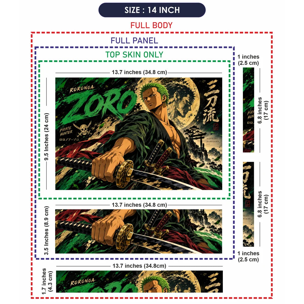 Zoro Three-Sword Inkstorm Laptop Skin - View 7