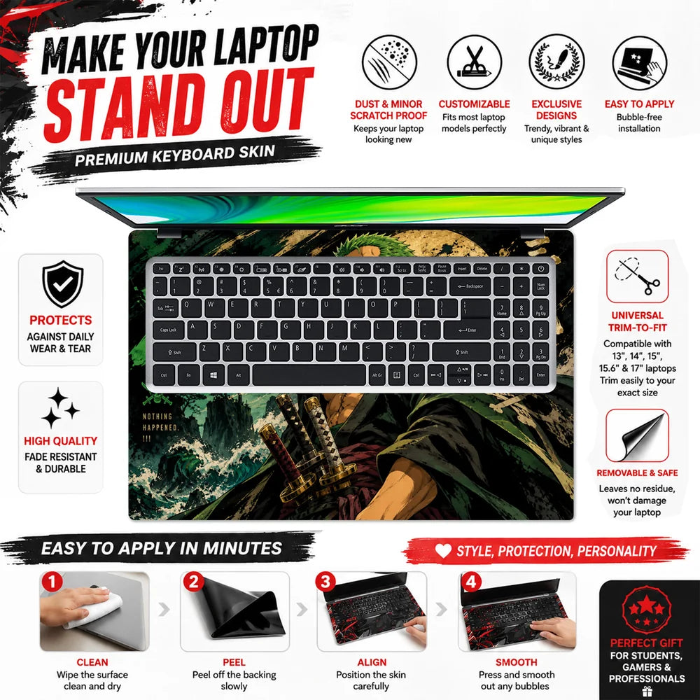 Zoro Three-Sword Style Poster Laptop Skin - View 5
