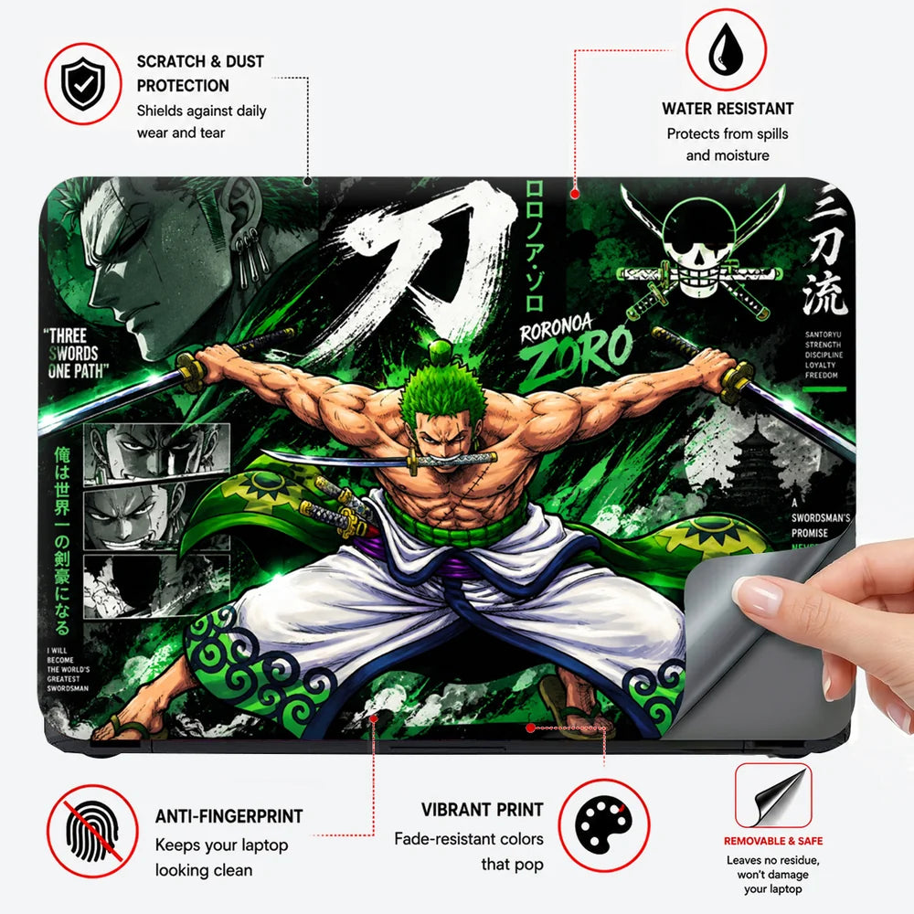 Zoro Three Swords Stance Laptop Skin - View 4