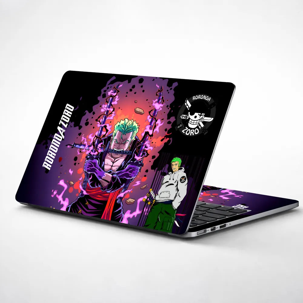 Zoro Triple Sword Purple Neon Laptop Skin - View 1