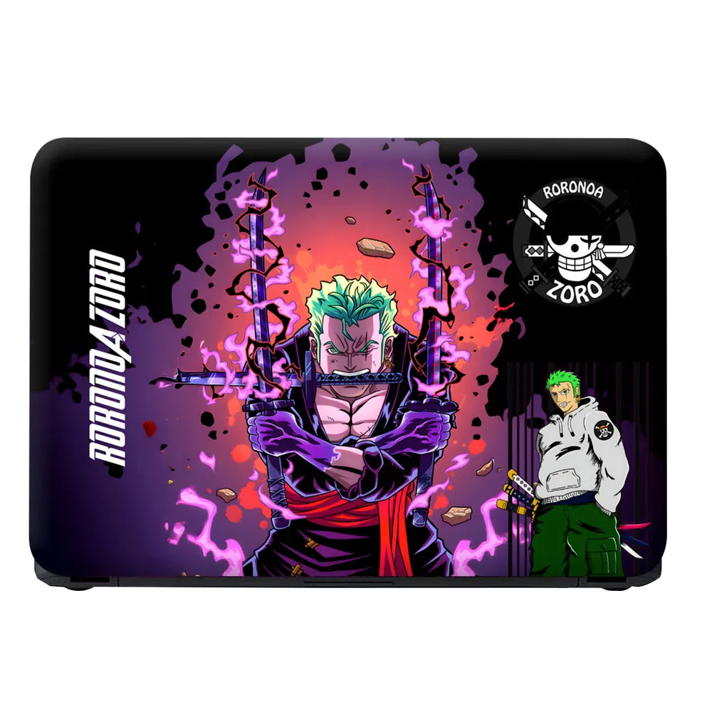 Zoro Triple Sword Purple Neon Laptop Skin - View 4