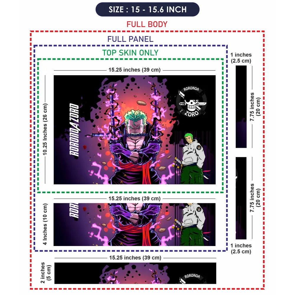 Zoro Triple Sword Purple Neon Laptop Skin - View 8