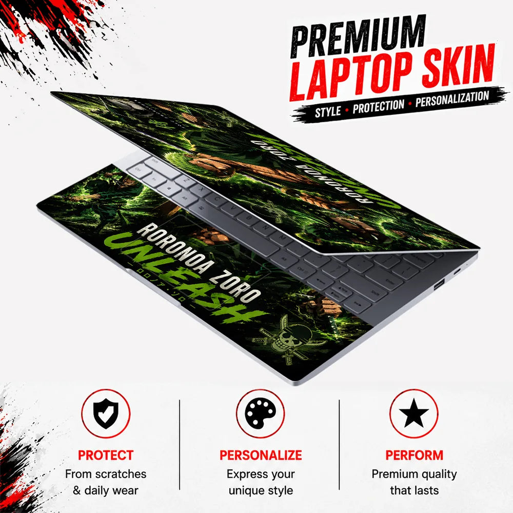 Zoro Unleash Green Panels Laptop Skin - View 3
