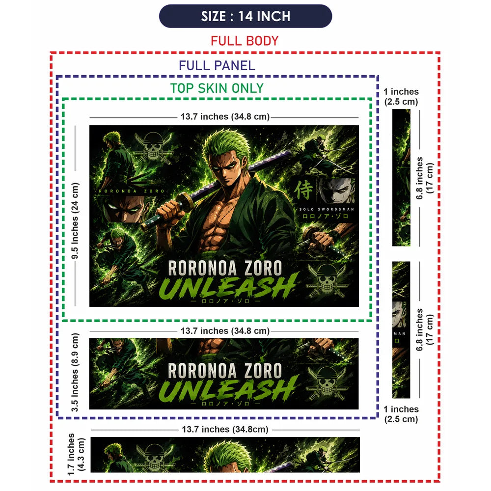 Zoro Unleash Green Panels Laptop Skin - View 7