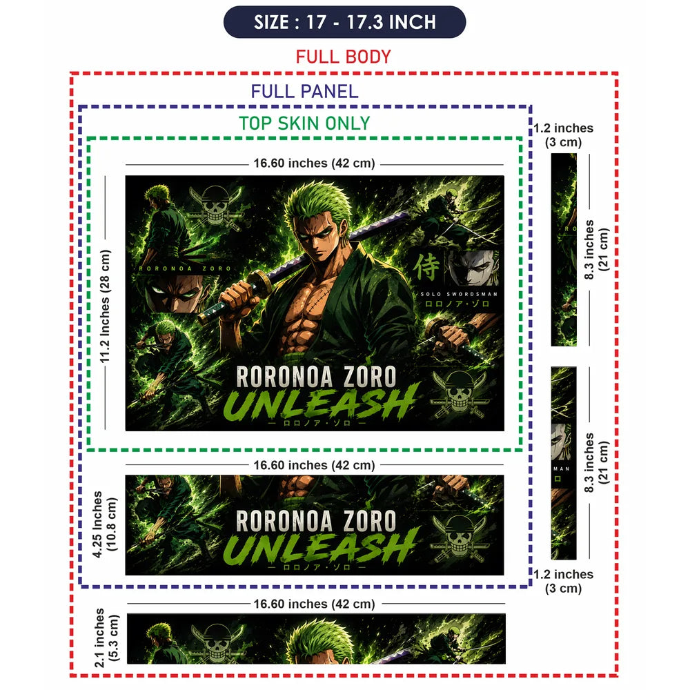Zoro Unleash Green Panels Laptop Skin - View 9